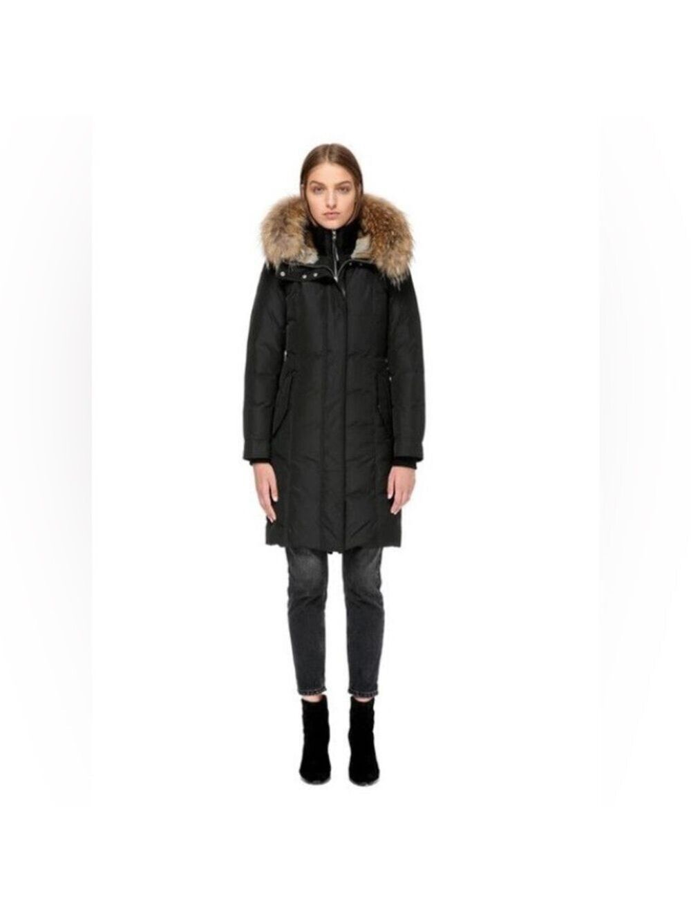 Mackage Harlin Down-Fill Parka Jacket w/ Fur Trim Hood Black Size XXS -20°C